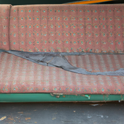 ספת וינטג' דהויה ומרופטת ללא כיסוי