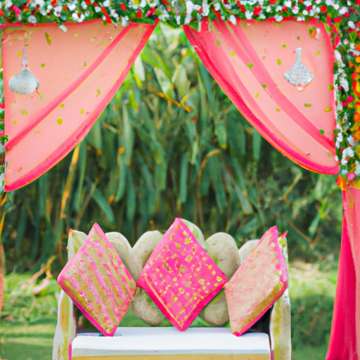 1. כיסוי ספה תוסס ומכוסה להפליא המשפר את העיצוב של טקס חתונה.