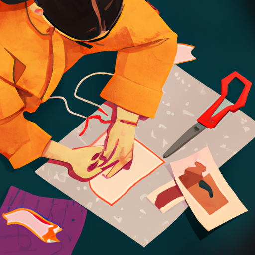 תמונה 3: איור של מישהו שתופר את חתיכות הבד הגזורות יחדיו